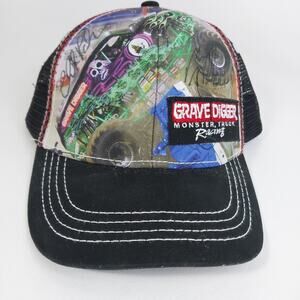 Youth Grave Digger Monster Jam Hat Souvenir Cap Autographed Read Descrip kids